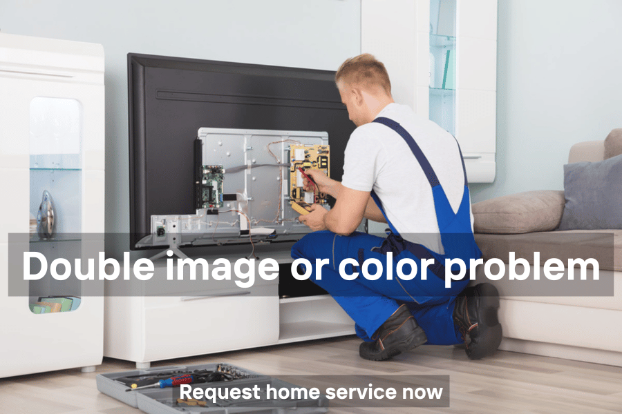TV showing double image or incorrect colors due to display or board issue