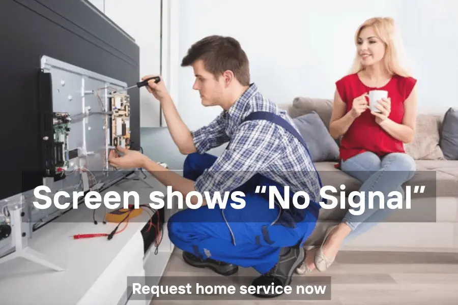 TV screen showing “No Signal” message due to connection or input issue